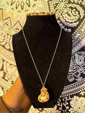 Hello Kitty Donut Pendant 925 Gold Necklace